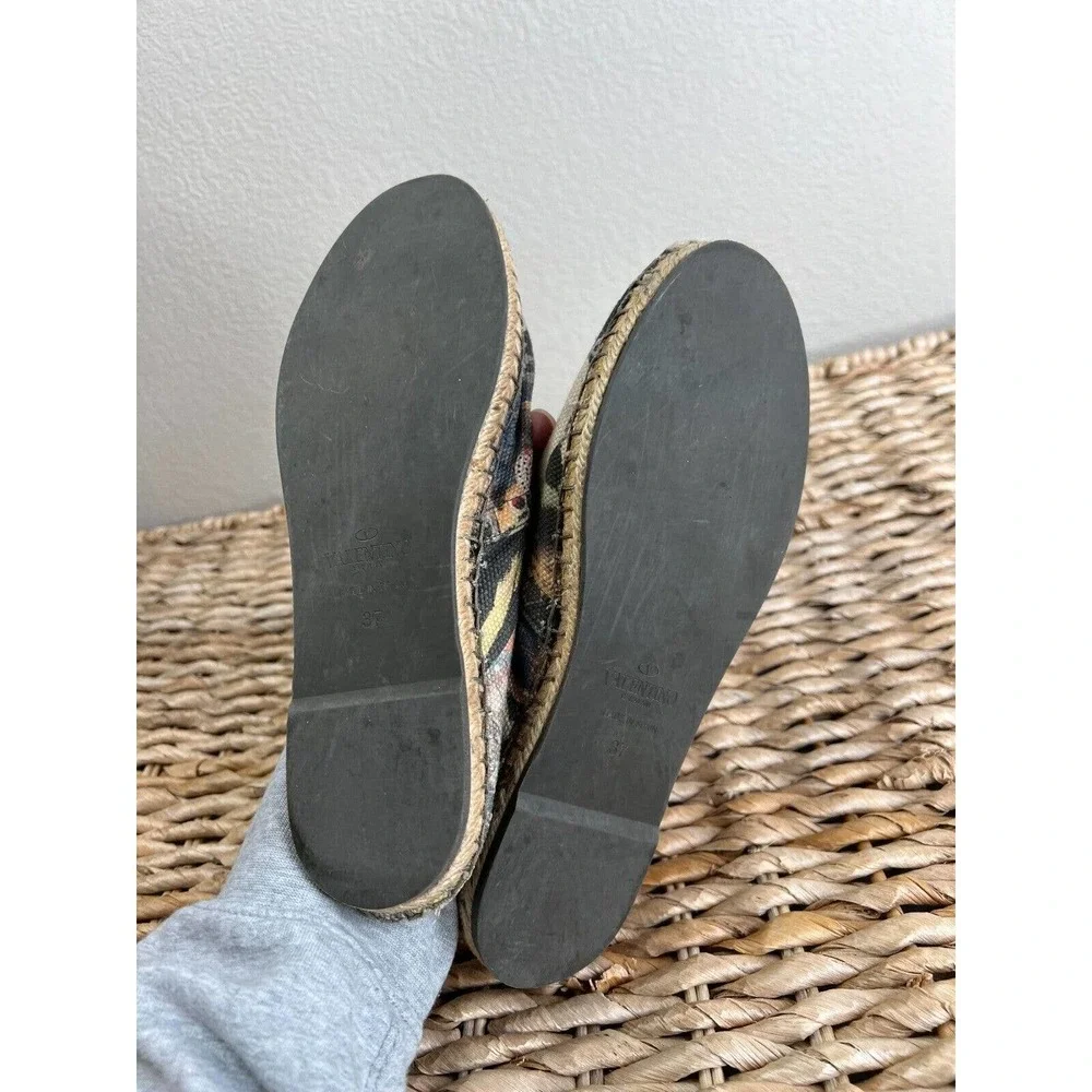 Valentino Women's Multicolor Butterfly‎ Print Canvas Espadrille Flats Size 37